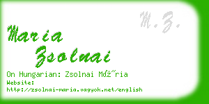 maria zsolnai business card